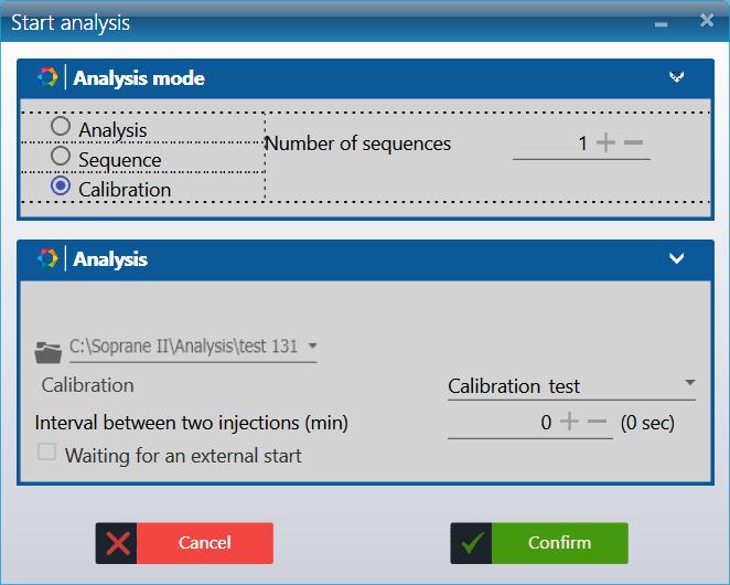 Before launching one (or several) calibration(s), it will be necessary to fill in