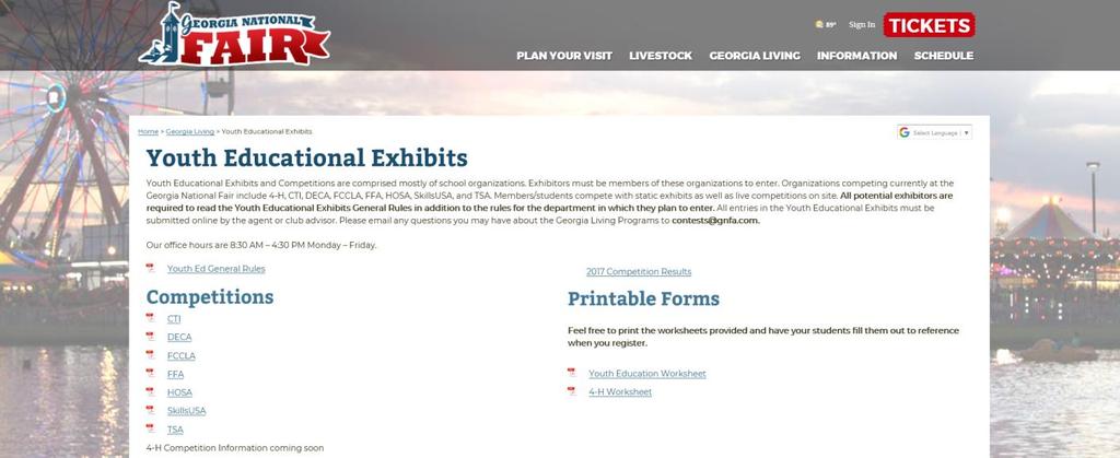 You are now on the Youth Educational Exhibits page.
