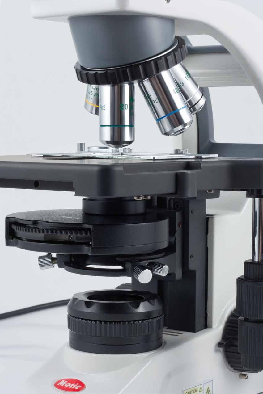 Polarization Phase Contrast and Dark field Convenient and easy, the BA310E polarization system consists of a polarizer, placed on top of the collector lens, and the analyzer, placed between the
