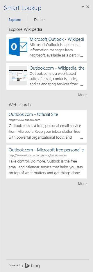 Outlook Ribbon Tell Me Smart Lookup Get insights into what you're working on with Smart