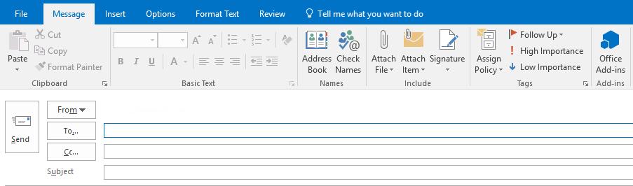 Outlook Ribbon New Email - Attach Files Attach Files Without Searching Attach a