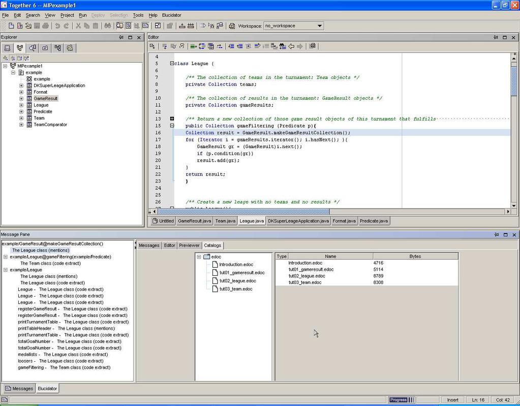 1 2 3 Figure 1: Screenshot of the integrated support for Elucidative Programming in TogetherJ.