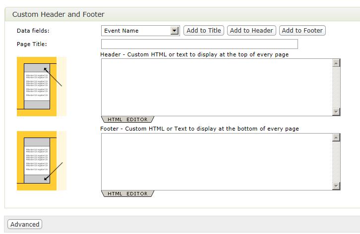 above default footer. 1. Go to the Event and click on the Settings tab 2. Click on Display 3.