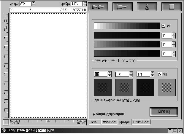 5.3. Monitor calibration In the TWAIN dialog box (Figure 20), click on the Monitor tab. A screen as in Figure 22 is displayed. In this window you can alter the colour settings of the scanned image.