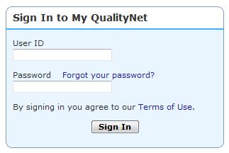submission process click on OK to log into QualityNet.