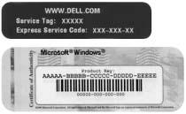 Label Service Tag and Microsoft Windows License These labels are located on your computer (see "Front View of the