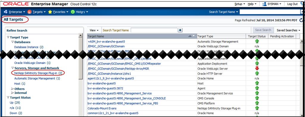 Figure 61 Targets All Targets The All Targets page opens and shows all target names for the NetApp SANtricity Storage Plug-in.