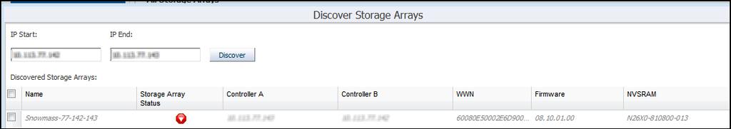 NOTE If you close the Discover Storage Arrays dialog box before you add the storage arrays to the Array Manager, all storage array information is lost.