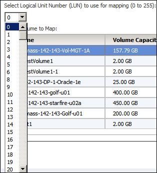 Figure 132 Add Volume to Host Mapping Select Host or Host Group 6.