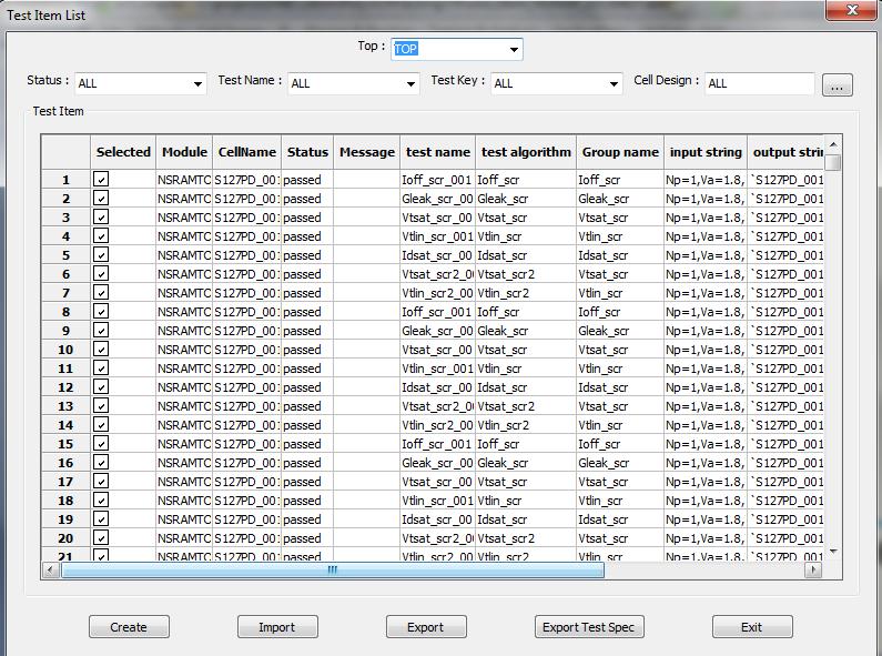 and other info, and create the test table, which can be exported as