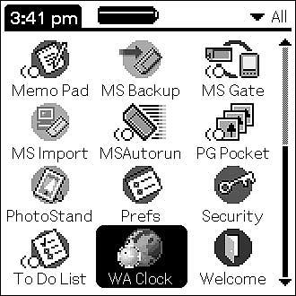 Using the World Alarm Clock Viewing world time 1 On the Application Launcher screen, rotate the Jog Dial navigator to select WA Clock and then press the Jog Dial navigator.