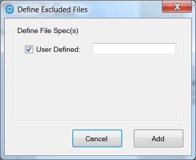 Configuring Note: Any file type not defined through this dialog will NOT be included in a backup. Excluded Files The Excluded Files box shows the file types that are excluded from the backup.
