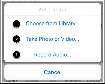 Select Attachment Type To attach an existing photo on your ios device, tap the Choose from Library.