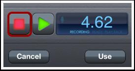 Stop Audio To stop recording, tap the Stop button. Use Audio To replay the audio, tap the Play button [1].