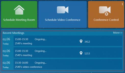 User Guide for Yealink Meeting Server Viewing Conferences from the Home Page You can view the recent three conferences from the home page. To view conferences from the home page: 1.