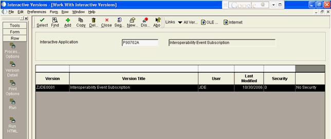 Setting Processing Options for Event Subscribers Application (P90702A) 4.