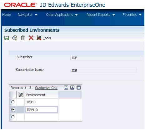 Working with Subscribers in JD Edwards EnterpriseOne 2. On Event Subscriptions, select the Subscribed Env Row Exit. 3.