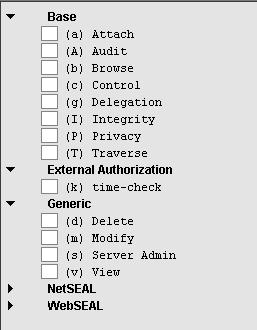 Chapter 5: External Authorization Service The permission for this registered external authorization server would appearing the Management Console as follows: 5.5.2 Delete an External Authorization Server Use the ivadmin server delete command to remove a registered external authorization service.