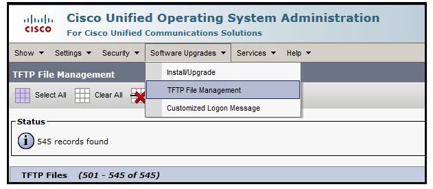 Assuming that the administrator has never performed any manual custom uploads, which two file types can be found when you choose Software Upgrades, followed by TFTP File Management on the Cisco