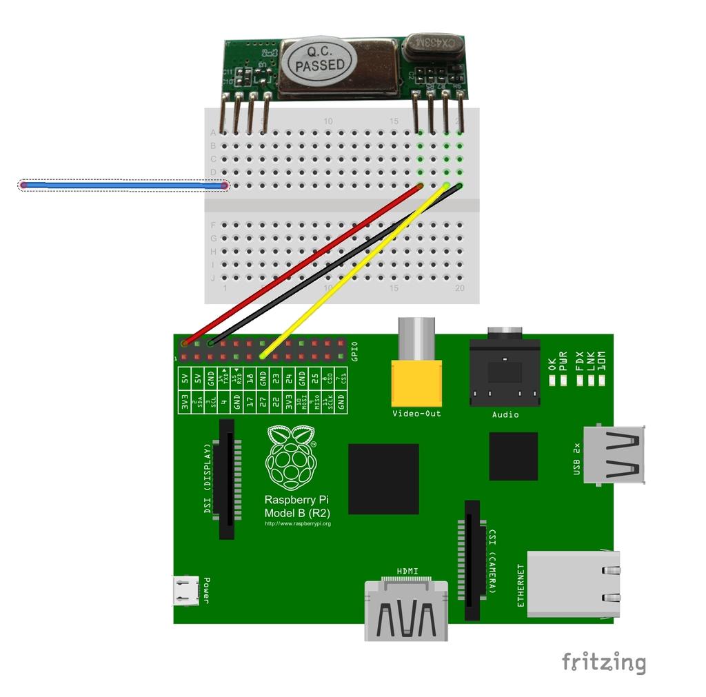 Connecting to an older Raspberry Pi model A or B The blue wire in the picture is an optional antenna wire, which should be 17.