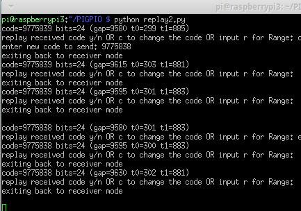 The scripts in subsequent chapters show you how to receive codes and timing values from your 433MHz or 315MHz wireless devices, and then be able to replay those codes from simple Python scripts