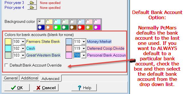 Colors for bank accounts: You can assign a color for up to six bank accounts.