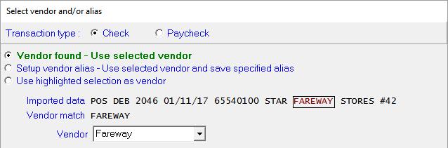 Bank Statement Download, Select Vendor or Alias : This section will provide you examples and details of the three Vendor selection options, which are: Vendor found Use selected vendor: Setup vendor