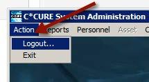 To logout, in both the Admin and the