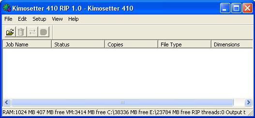 6. You will be prompted to install the postscript printer driver, click OK for this. The RIP software dialog box and title bar should appear as below (Figure #7). Figure #7 II.