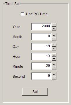 Under Time Set, enter the date and time in the corresponding boxes.