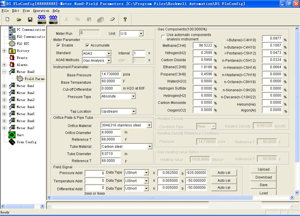 DataSite Flow Configuration Utility (DS FloConfig) 133 The branch for the meter run
