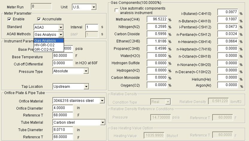 DataSite Flow Configuration Utility (DS FloConfig) 145 Configure Parameters for the Gas Analysis Method Follow these steps to calculate gas flow using gas analysis. 1. Under Meter Parameter, from the AGA8 Methods pull-down menu, choose Gas Analysis.