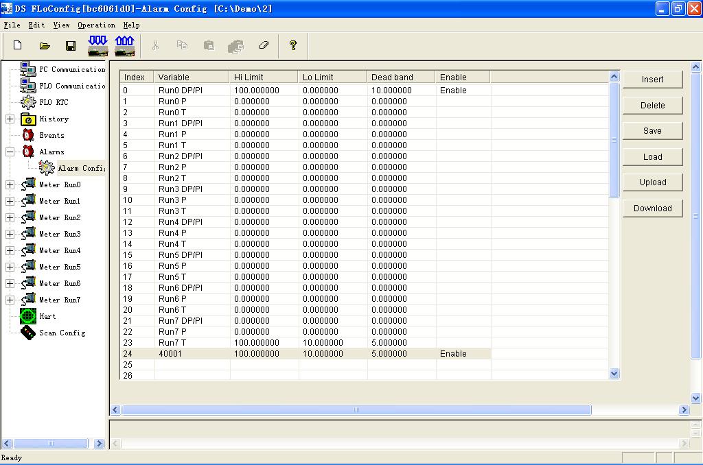 DataSite Flow Configuration Utility (DS FloConfig) 165 The new alarm configuration is