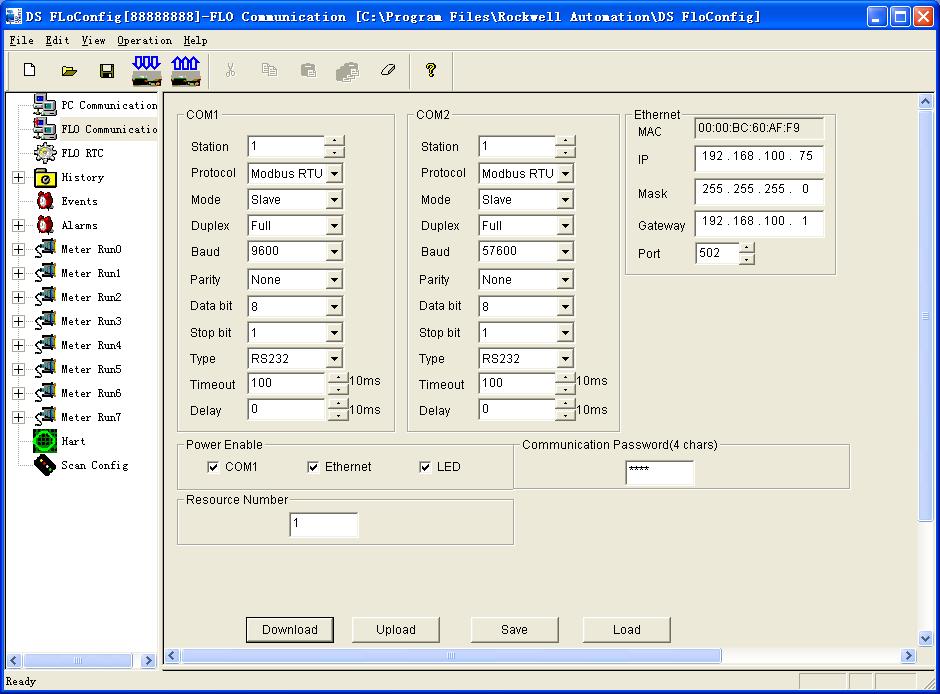 baud rate as 57600. 6. Select FLO Communication in configuration tree.