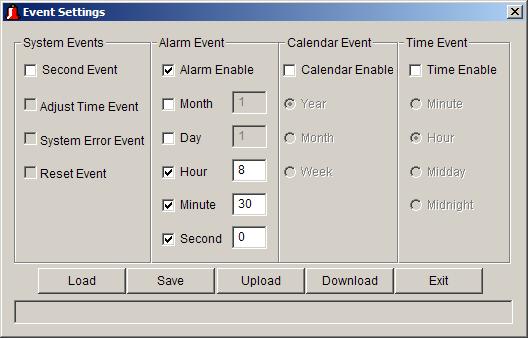 78 DataSite Configuration Settings Utility (DS Settings) Example for an Alarm Event Set and get an alarm event at 8:30 a.m. every day. 1.