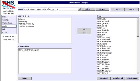User Permission Groups Pictured below is an example of a default group displayed in the Permission Groups screen. This window provides options which allows you to create and edit users groups.