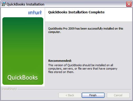 QuickBooks Pro 2009 Installing QuickBooks Pro and Student Data Files Page 7 9. The installation process will take approximately 10 to 15 minutes.