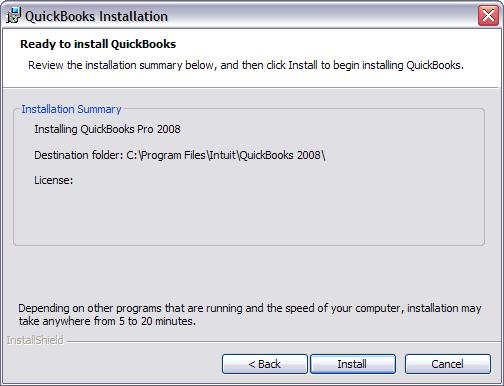 QuickBooks Pro 2008 Installing QuickBooks Pro and Student Data Files Page 7 8.