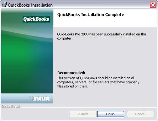 QuickBooks Pro 2008 Installing QuickBooks Pro and Student Data Files Page 8 10. You have completed software installation so remove the CD from the drive and store it in a safe place.