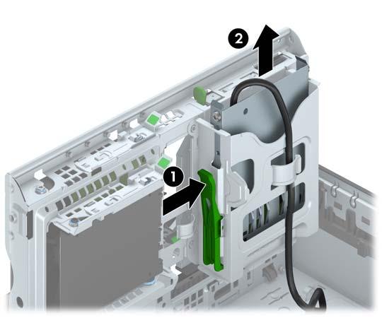 8. Disconnect the drive cables from the rear of the drive, or, if you are removing a media card reader, disconnect the USB cable from the system board as indicated in the