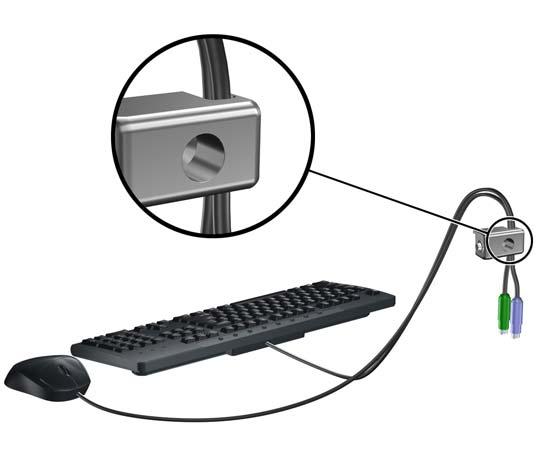 5. Thread the keyboard and mouse cables through the