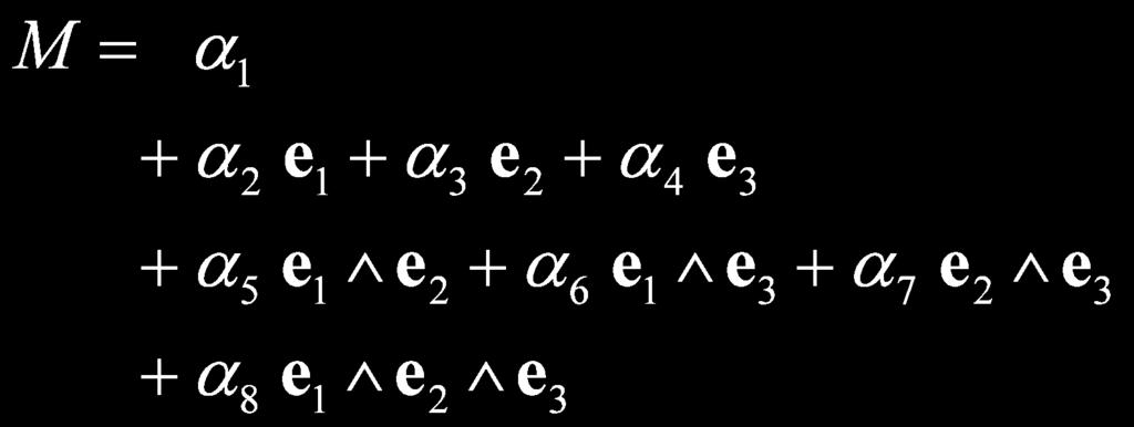 Multivectors Basis for multivector space Scalars