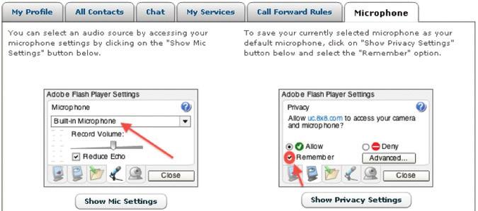 Microphone Configuration Virtual Office Online gives you access to your Adobe Flash Player Setting configuration. To access your Adobe Flash Player Settings: 1. Click on Settings. 2.