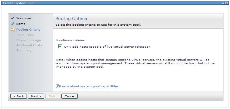 Workload Resilience within a Server System Pool > Resilience Policy can: Relocate virtual servers between