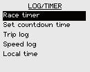 Starting the race timer The race timer will continue to run until the Stop softkey is pressed even if the race timer page is replaced by another page!