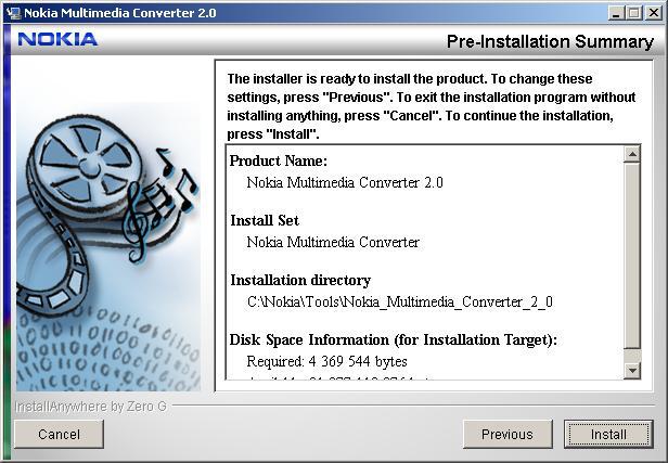 10. Pre-installation panel. This panel shows you the installation information. Check that the installation directory is correct and press Install to continue. 11.