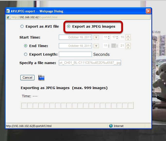 ESV16 User s Manual 75 Export Playback Videos to JPEG images You can alternatively choose