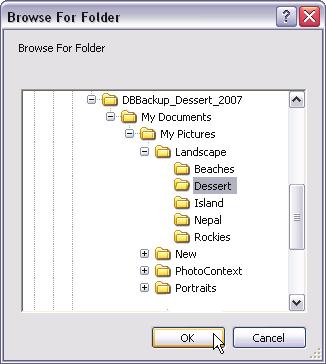 In the Folder Binding dialog you will see the old file path to the photos.