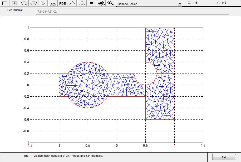 Poisson s Equation with Complex 2-D Geometry We are now ready to solve the problem. Click the = button or select Solve PDE from the Solve menu to solve the PDE. The solution is then plotted.