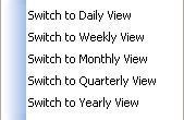 Views by Time Period Instantly switch the time period displayed in the date headings to a daily, weekly, monthly, quarterly, or yearly view.